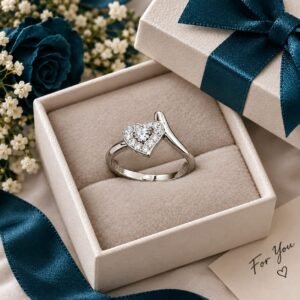 Heart Diamond Ring – Elegant Heart-Shaped Diamond-Style Ring for Women
