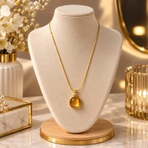 Amber Glow Necklace – Elegant Gold-Tone Statement Necklace for Women