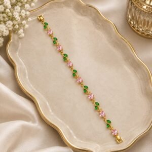 Pink & Red Tulip Bracelet – Elegant Floral Flower Bracelet for Women