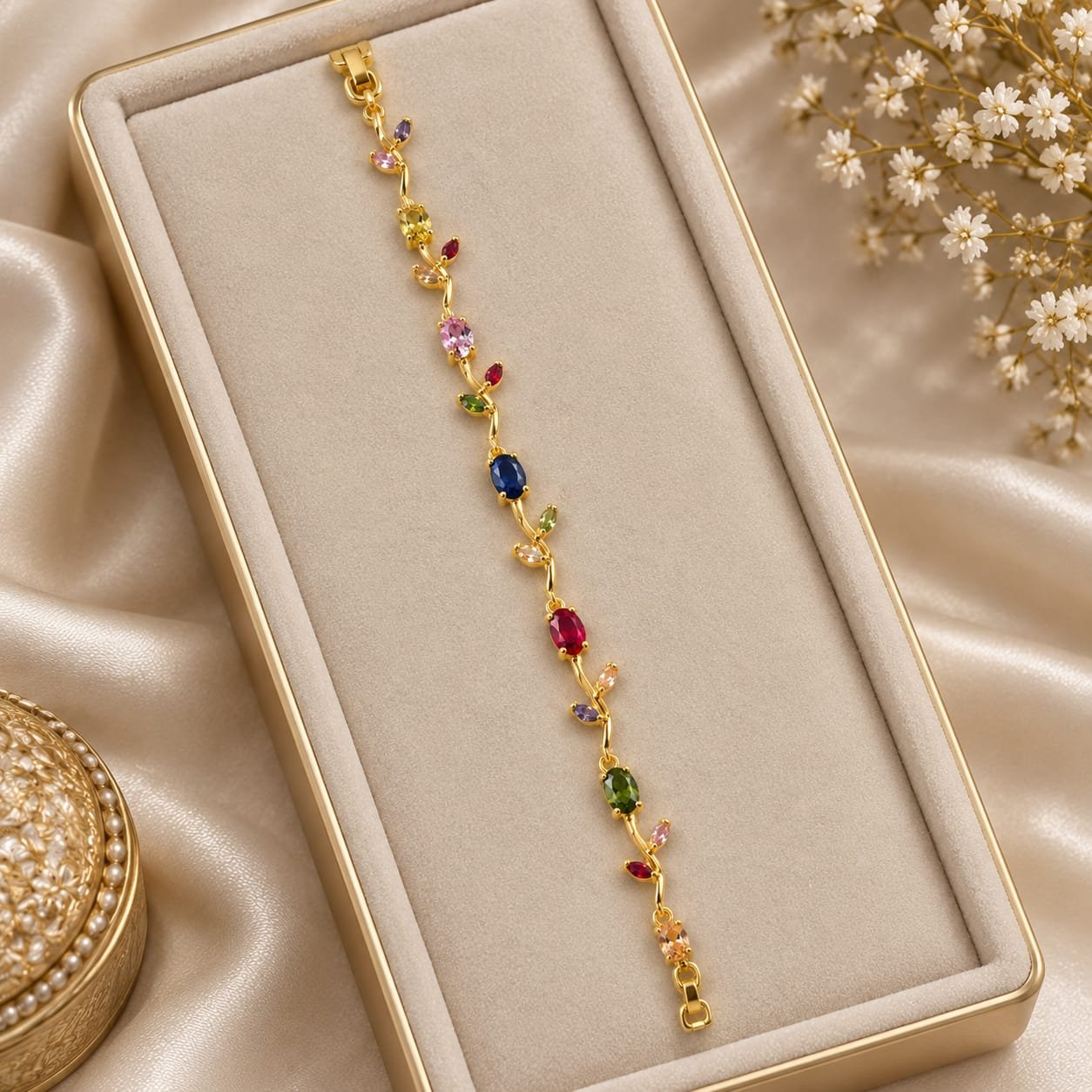 Colorful Tulip Bracelet – Elegant Multicolor Floral Flower Bracelet for Women