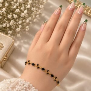 Black Tulip Bracelet – Elegant Black Floral Flower Bracelet for Women