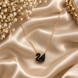 Midnight Swan Necklace – Elegant Black Swan Pendant Necklace for Women