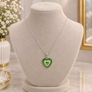 Lime Love Pendant – Elegant Green Heart Pendant Jewelry for Women